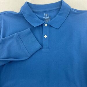 Mens‎ Polo Shirt XL 46-48 Blue Long Sleeve Cotton Spandex NWT